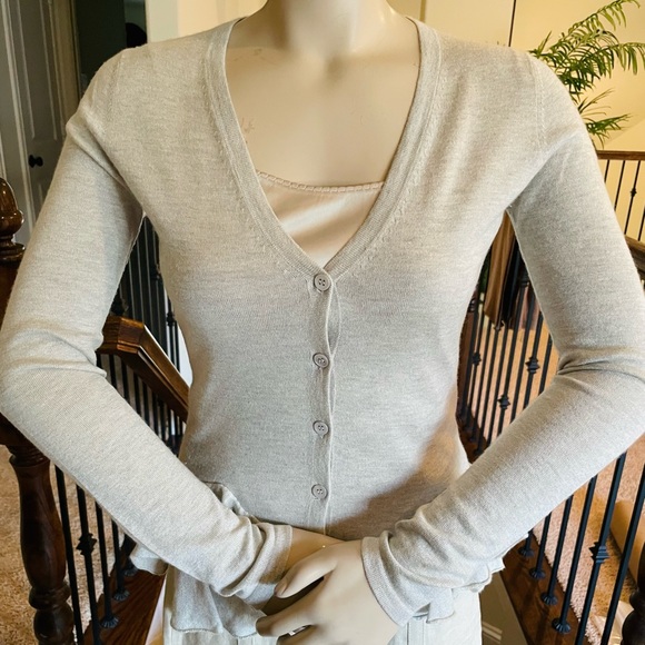 NWOT Saks Fifth Avenue Ruffle Cardigan Sweater S - Picture 5 of 6